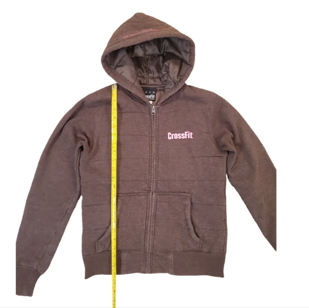 Crossfit Women's‎ Original Vintage Brown Quilted Zip Up Hoodie Jacket Size Small